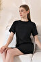Women's Black Collar Rhinestone Short Sleeve Dress - 7