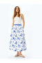 Cotton High Waist Pocket Floral Long Poplin Skirt - 2