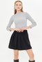 Women's Black Elastic Waist Velvet Short Skirt Arm-25K 001080 - 4