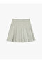 Thick Pleated Mini Skirt with Tie Waist - 2