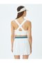 U-Neck Covered Sleeveless Cross Back Detail Slim Fit Sports Bra - 4