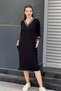 V Neck Pocket Midi Length Dress Black
