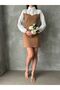 Sleeveless and Above-The-Breast Poplin Above-The-Knee Dress - Camel |   Vmf1139 - Camel - 3