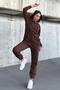 Women's Oversize 3 Thread Raised Elastic Leg Hooded Kangaroo Pocket Thick Sweatpants Set - 2