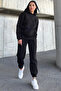 Women's Oversize 3 Thread Raised Elastic Leg Hooded Kangaroo Pocket Thick Sweatpants Set - 5