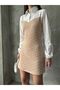 Sleeveless and Above-Bust Poplin Above-Knee Dress - Stone |   Vmf1139 - Stone - 4