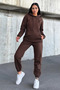 Women's Oversize 3 Thread Raised Elastic Leg Hooded Kangaroo Pocket Thick Sweatpants Set - 4