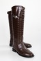 Women's Matia Brown Crocodile Rider Long Boots