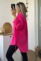 Oversize Fuchsia Shirt with Side Ties - 2