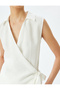 بلوزة فيسكوز بدون أكمام مزدوجة الصدر مع تفاصيل ربطة جانبية - 5
