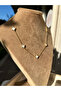 Steel Gold White Enameled 4 Leaf Multiple Mini Clover Necklace - 7