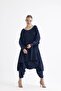 Cotton Asymmetrical Knitwear Tunic-Navy Blue