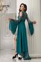 İmaj 3204 Emerald Color Satin Transparent 2-Piece Nightgown Set - 2