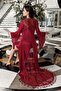 İmaj 3201 Burgundy Color Satin Long 2-Piece Nightgown Set - 2