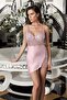 3207 Powder Color Satin Lace Embroidered 2-Piece Nightgown Set - 3