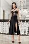 Image 3202 Black Color Satin Nightgown Tulle Lace 2-Piece Nightgown Set - 2