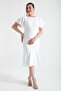 Women's White Large Size Flounce Dress - 2