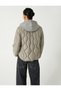 Regular Fit Pocketed Zippered Detachable Knitwear Hooded Quilted Coat - 4
