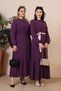 Summer Women's Large Size Dress Pleated Women's Hijab Dress Ayrobin Fabric Plum - 4
