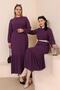 Summer Women's Large Size Dress Pleated Women's Hijab Dress Ayrobin Fabric Plum - 7