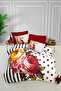 Digital Double Quilt with Rose Flowers and Spotted Pattern