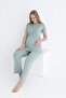 Short Sleeve Suitable for Breastfeeding Maternity and Maternity Pajamas Set with Ruffle Detail - 4