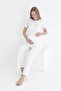 Short Sleeve Suitable for Breastfeeding Maternity and Maternity Pajamas Set with Ruffle Detail - 5
