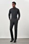 Men's Dark Anthracite Slim Fit Trousers with Flexible Side Pockets 1003245209 - 2