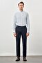 Men's Dark Navy Blue Cotton Slim Fit Chino Trousers with Side Pockets 1003245168 - 2