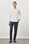Cream Color Long Sleeve Plain Half Italian Collar Pocketless Cotton Classic Slim Fit Shirt 1004245268 - 2