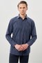 Men's Dark Navy Blue Long Sleeve Pocket Cotton Comfort Fit Shirt 1004245214 - 3