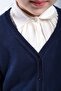 Children's Navy Blue Cardigan 5-8 Years Old V-Neck Basic - 4