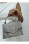 Beegi̇ Concept Women's Evening Dress Stone Silver Chain Wedding Night Party Bag - 3