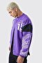 Unisex Oversize Purple Printed Bomber College Jacket - 5