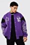 Unisex Oversize Purple Printed Bomber College Jacket - 6