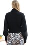 Women's Black Hair Knit Pattern Bat Sleeve Full Turtleneck Knitwear Sweater - 9