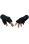 Women's Black Winter Soft Textured Fingerless Cutout Half Finger Plush Comfortable Use Gloves Glove