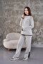 Maternity and Maternity Neck and Leg Stripe Soft Fabric Long Sleeve Tracksuit Set