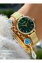 Brand Yellow Color Steel Mesh Cord Green Dial Mini Case Women Wristwatch +Bracelet - 5
