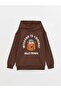 Lcw Kids Brown Printed Long Sleeve Boy Hoodie - 2