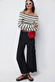 Striped Carmen Collar Blouse - 5