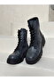 Women's Genuine Leather Special Design Lace up Zippered Boots - 6