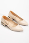 Women's 3 cm Low Heel Beige Comfortable and Full Fit - 4