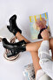 Tina Model Genuine Leather Buckle Side Zipper Thick Heeled Long Boots