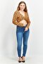 Women V Neck Long Sleeves Allover Print Top, Orange Combo - 3