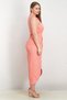 Women Knot Neck Tulip Hem Midi Dress, Coral Pink - 2