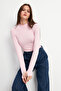 Women's Pink Finger Detailed Bodysuit - 2