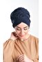 Navy Blue Practical Ready-to-Fit Hijab Bonnet Sandy Fabric Gathered 2114_02 - 2