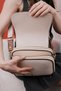 Women's crossbody bag with belt detail - cream - 4