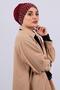 Claret Red Practical Ready-made Interlaced Hijab Bonnet Sandy Fabric with Stones 1456_16 - 2